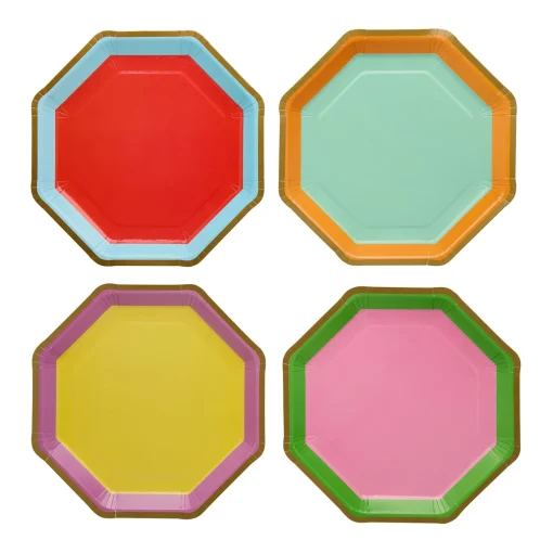 Premium Brights Paper Plates - Pack of 8