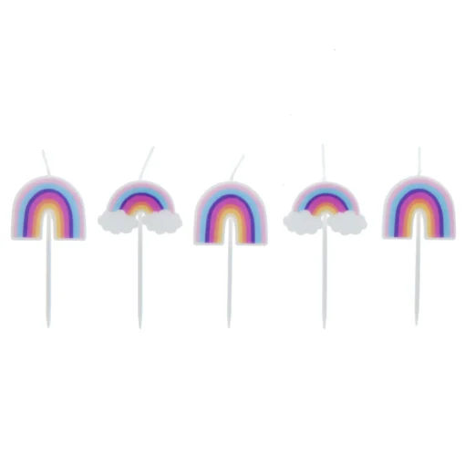 Rainbow Pick Cake Candles - Pack of 5
