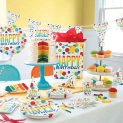 Rainbow Spots Birthday Tableware & Decorations - 16 Guests