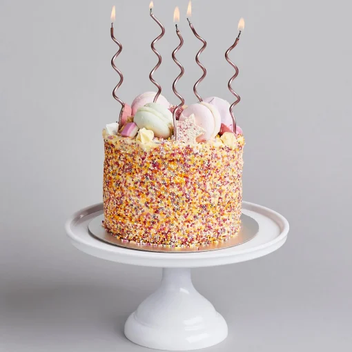 Rose Gold Curly Cake Candles - Pack of 12