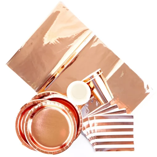 Rose Gold Party Tableware Bundle - 16 Guests