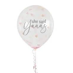 Rose Gold She Said Yaaas Confetti 12-Inch Latex Balloons - Pack of 5