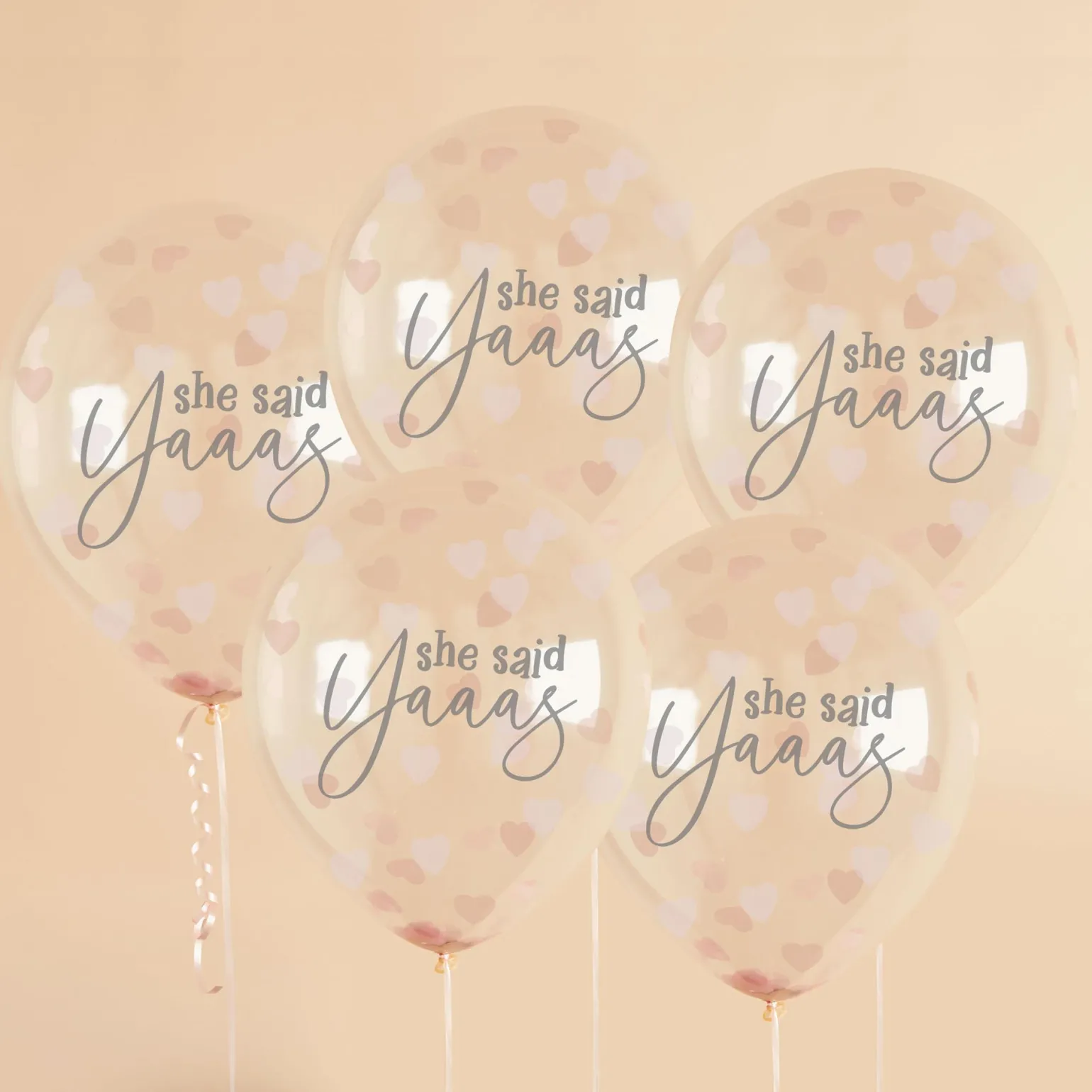 Rose Gold She Said Yaaas Confetti 12-Inch Latex Balloons - Pack of 5