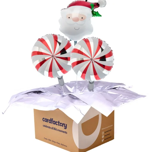Santa & Candy Cane Balloon Bouquet - DELIVERED INFLATED!
