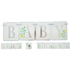 Silver & White Baby Shower Bunting