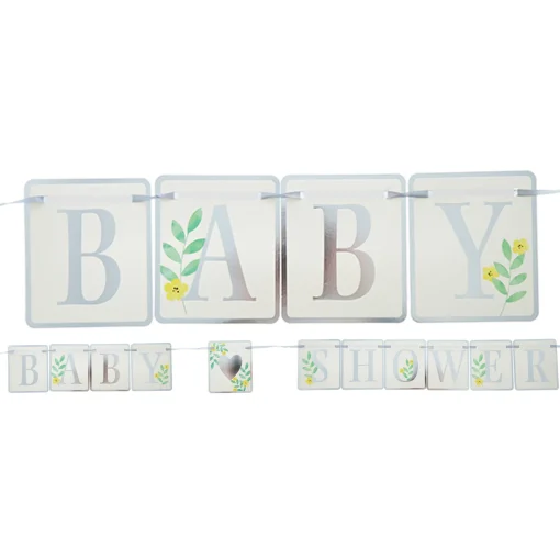 Silver & White Baby Shower Bunting