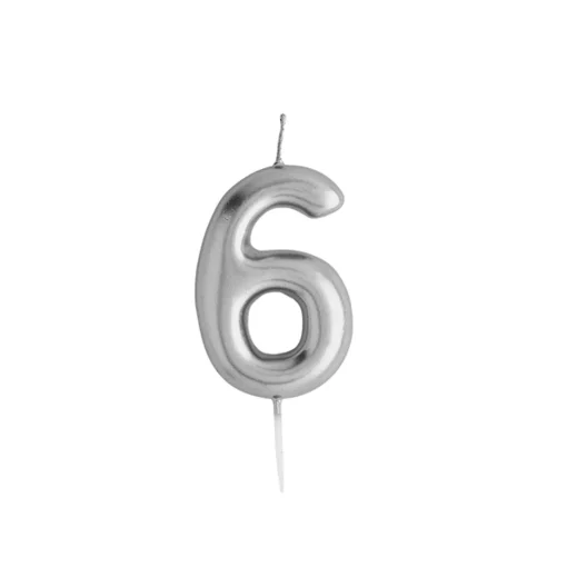 Silver Number Cake Candle (0-9)