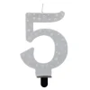 Silver Starry Number 5 Cake Candle