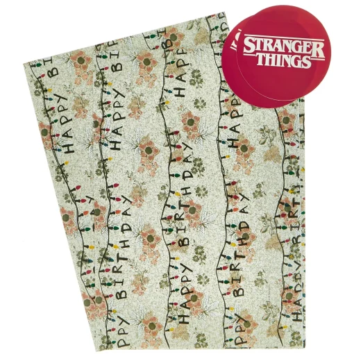 Stranger Things Gift Wrap - 2 Sheets & 2 Tags