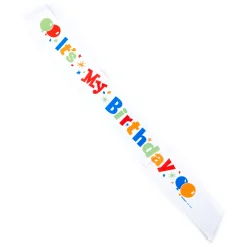 White It's My Birthday Sash